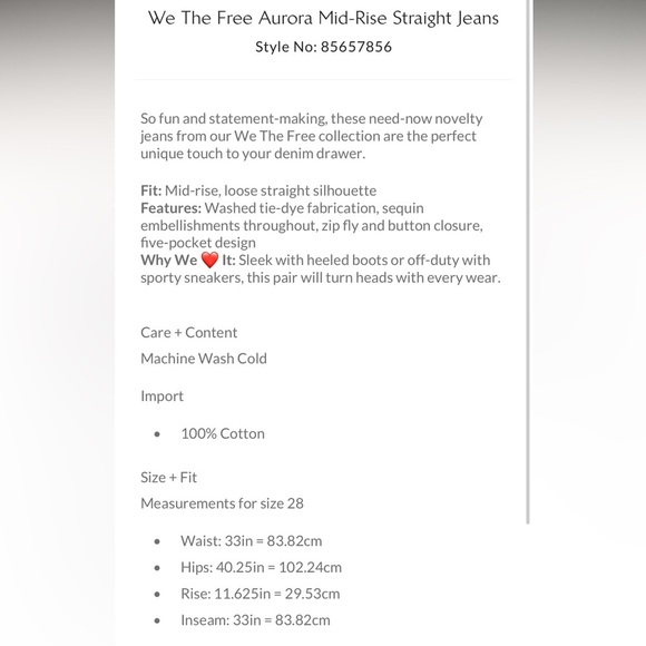 Free People Aurora Mid-Rise Straight Jeans Size 25 NWT - Picture 7 of 17